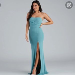 Windsor Kaia Strapless High Slit Formal Dress